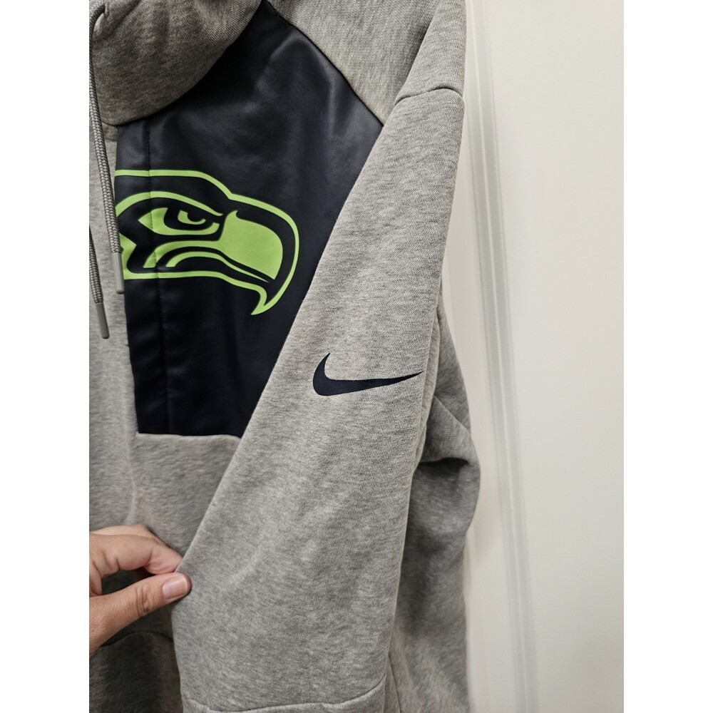 Nike Men's XL Seattle Seahawks NFL Logo Hoodie Cotton Pullover Sweatshirt Gray - Picture 6 of 13